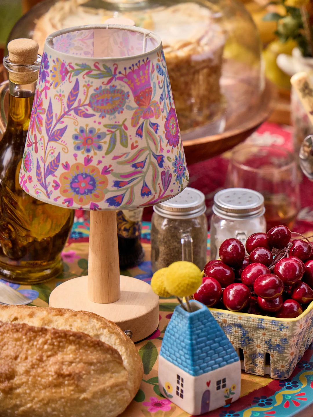 Touch Lamp - Rainbow Cream Floral