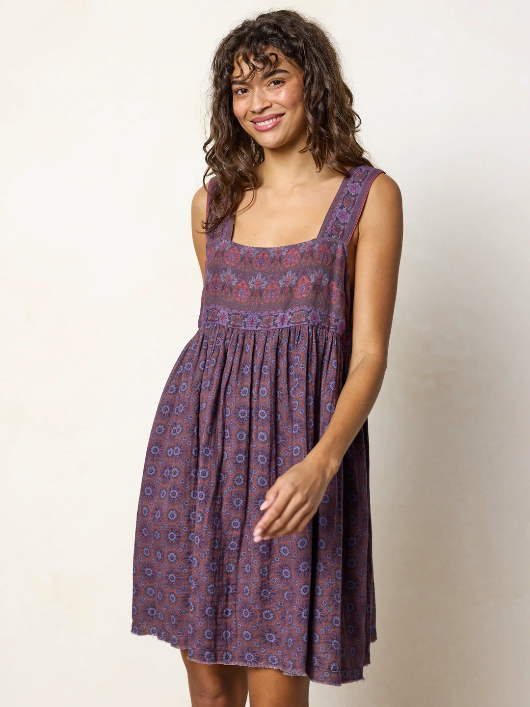 ワンピース Cambrils Cotton-Blend Dress Tricia Reversible Cotton Mini Dress - Medallion Eggplant Sunburst