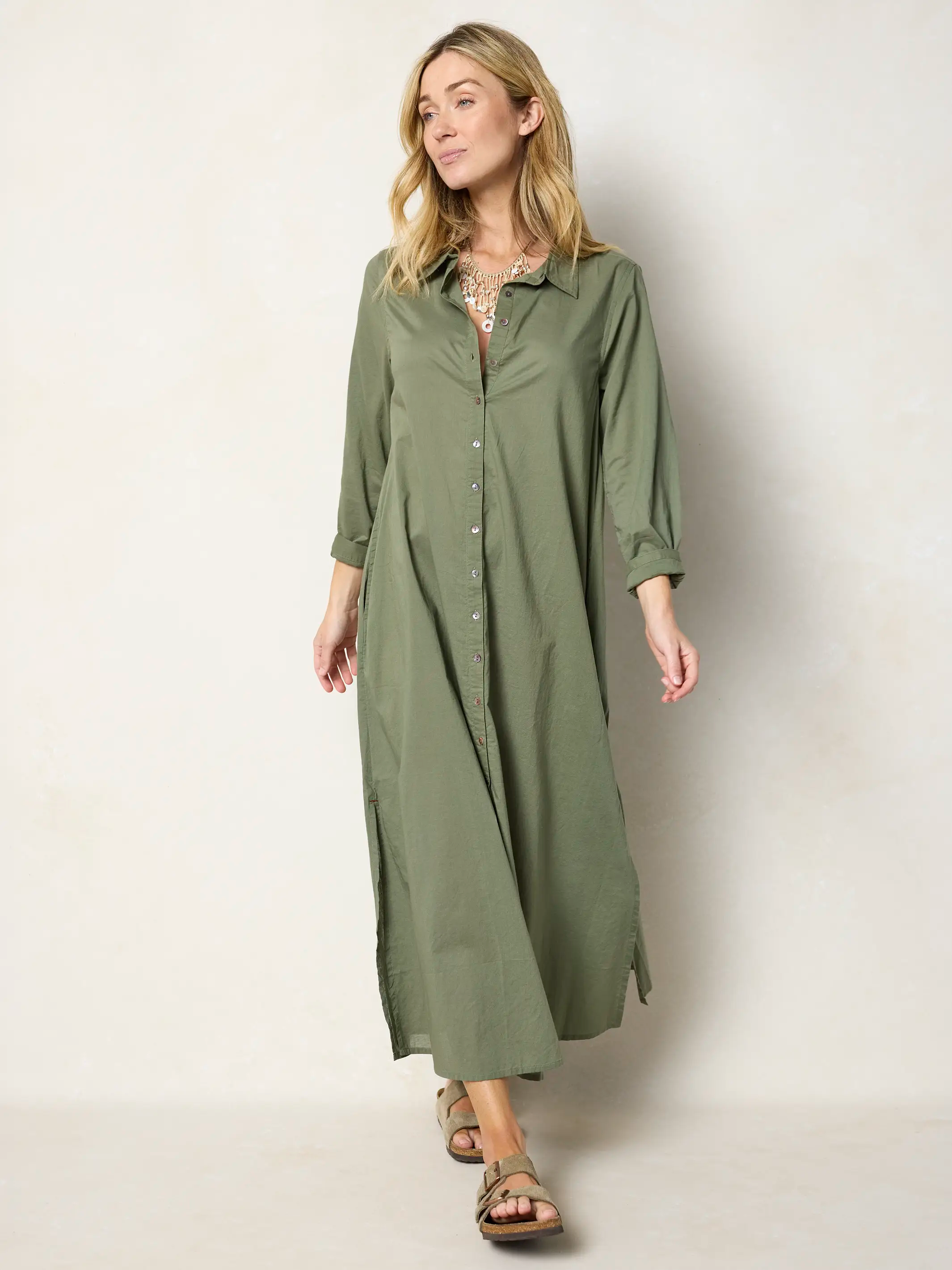 olive green long shirt dress M&Co Khaki Green Linen Shirt Dress
