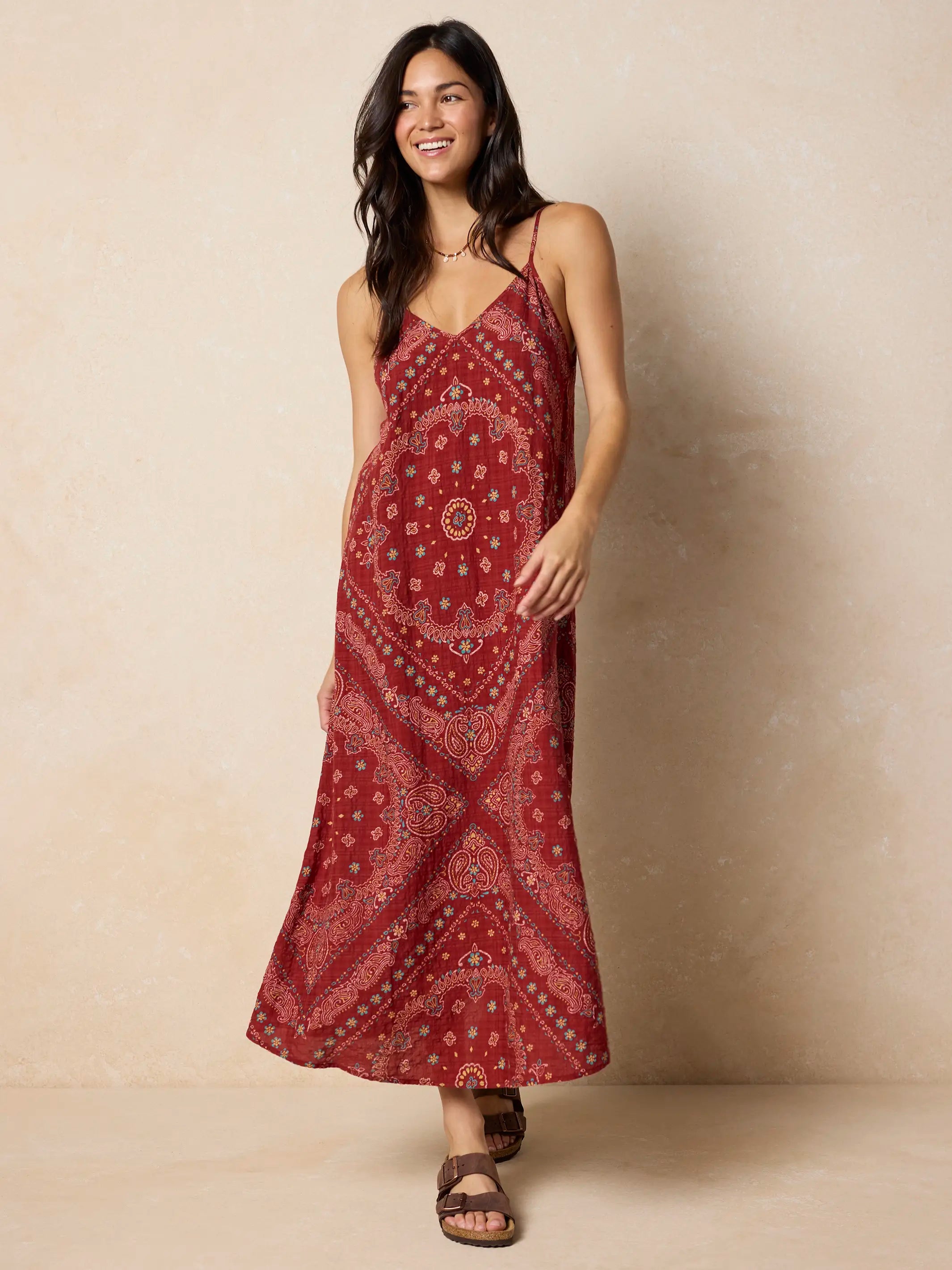 Gracie Slip Maxi Dress - Brick Red Bandana Natural Life Gracie Slip Maxi Dress - Brick Red Bandana Natural Life