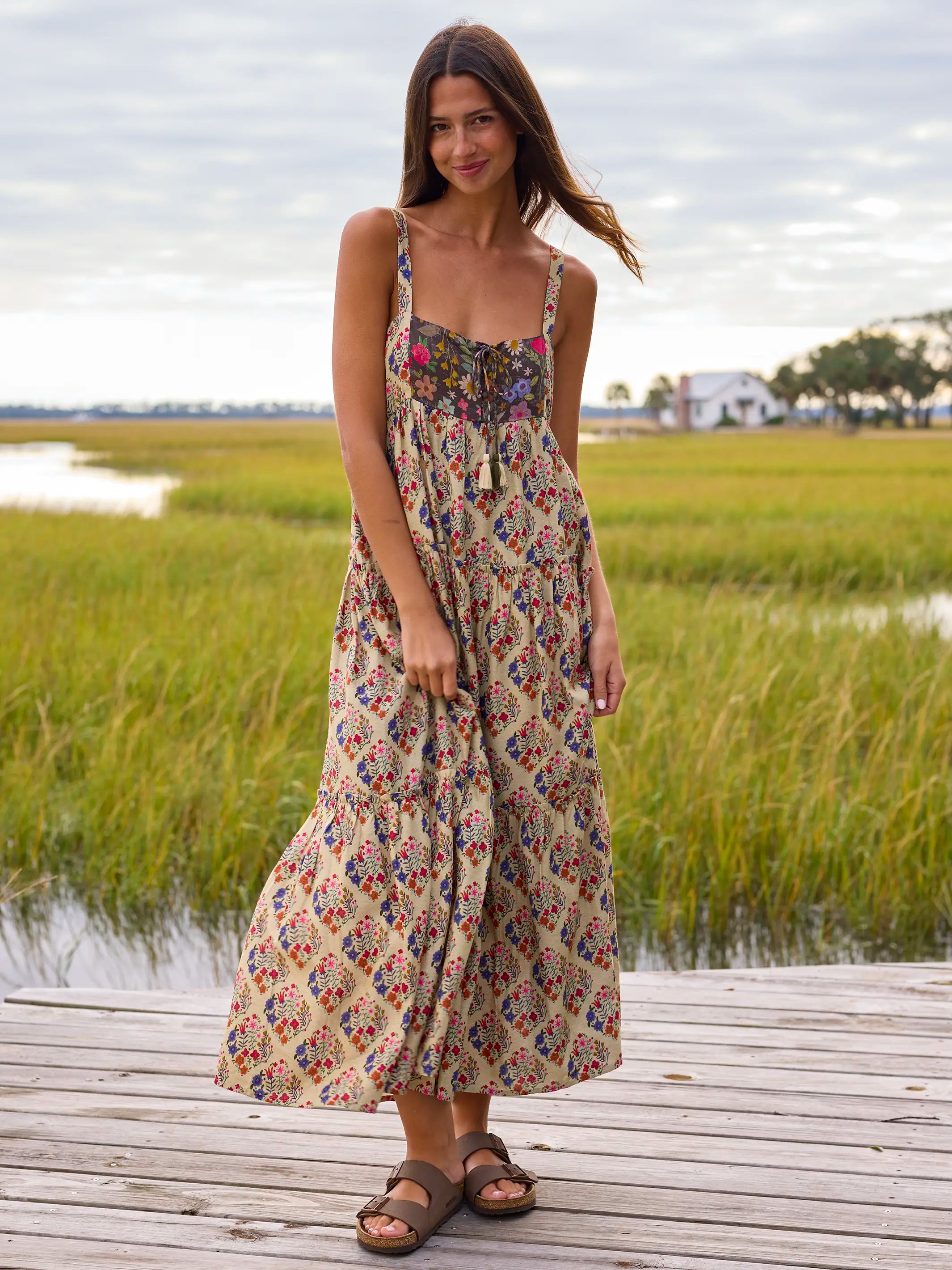 fitted lace wedding dress Floral Cami Maxi Dress M