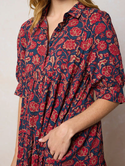 Rebecca Midi Dress - Ornate Paisley Navy-view 2