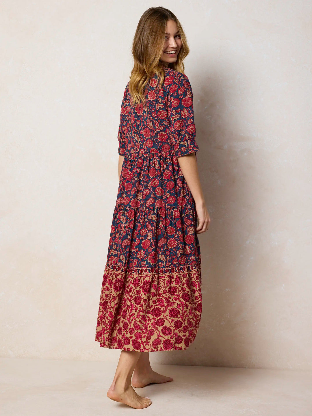 Rebecca Midi Dress - Ornate Paisley Navy – Natural Life