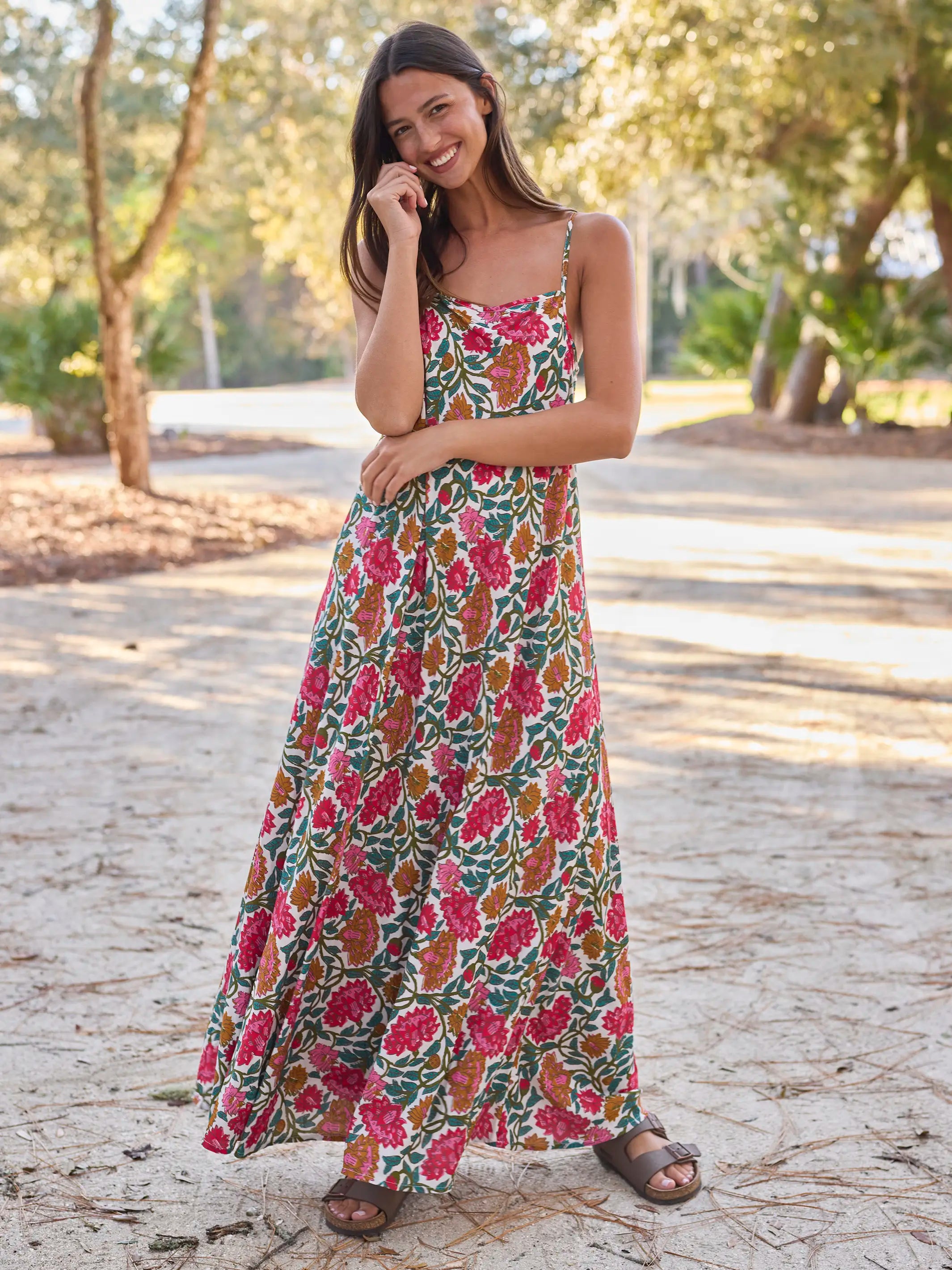 Amellia Maxi Dress - Lush Zinnias – Natural Life