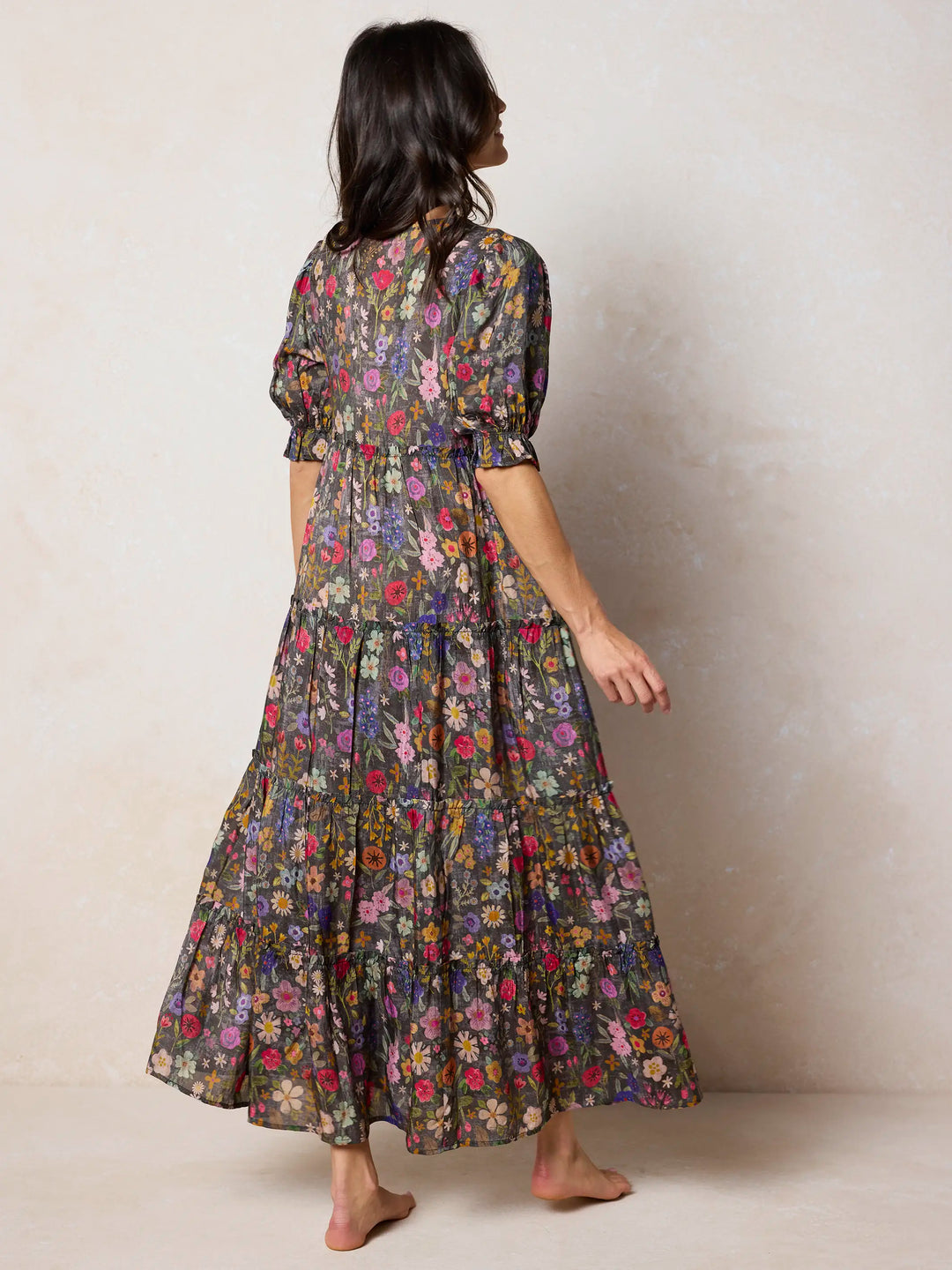 Collette Embroidered Maxi Dress - Flung Floral Wildflowers