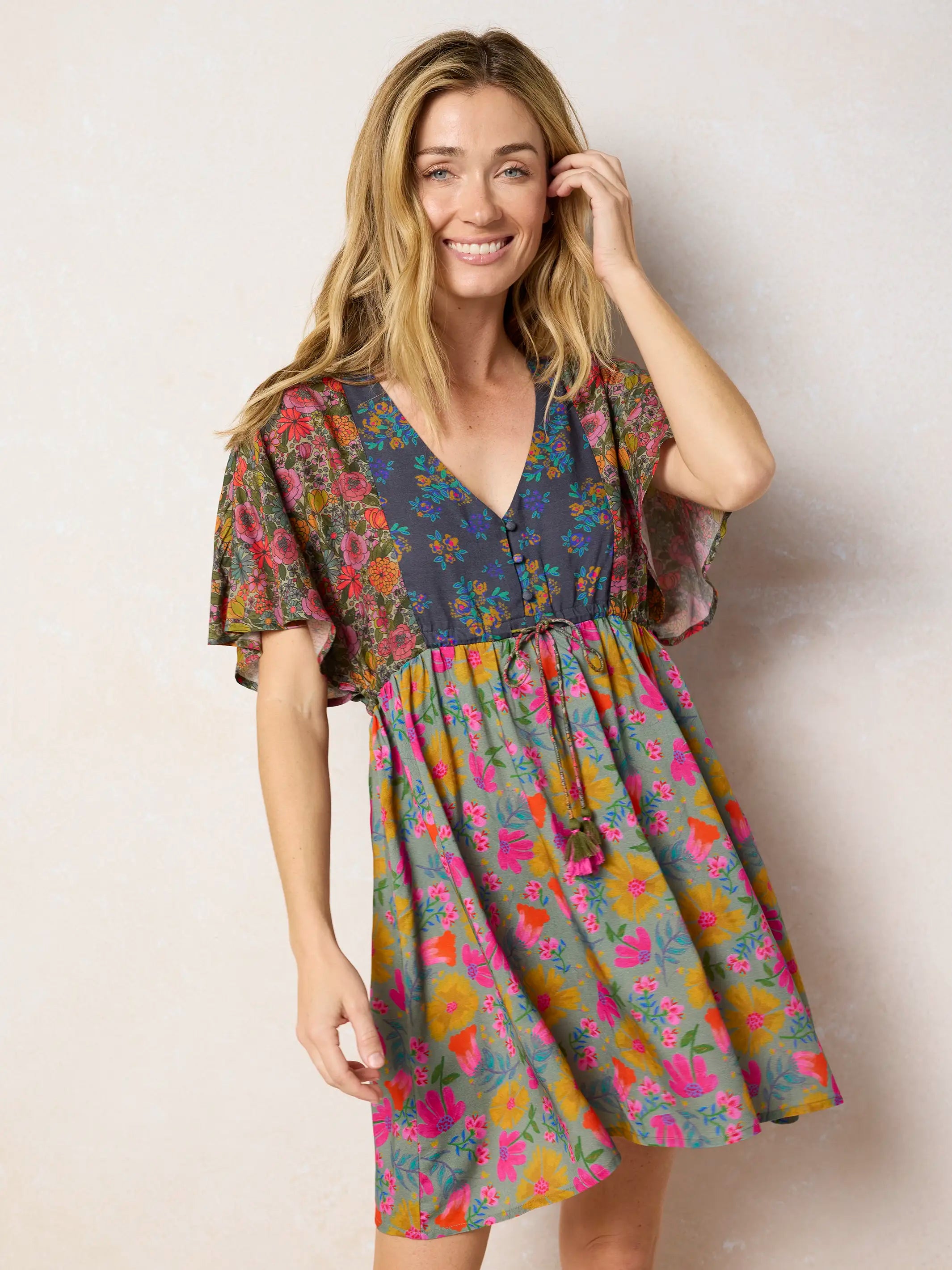 Laney Tie-Waist Mini Dress