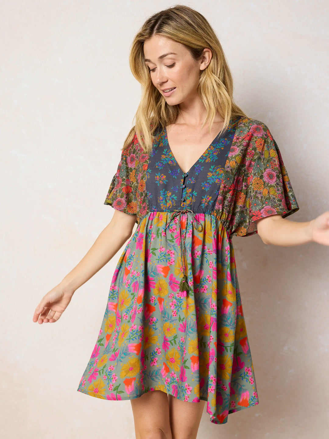 Laney Tie-Waist Mini Dress