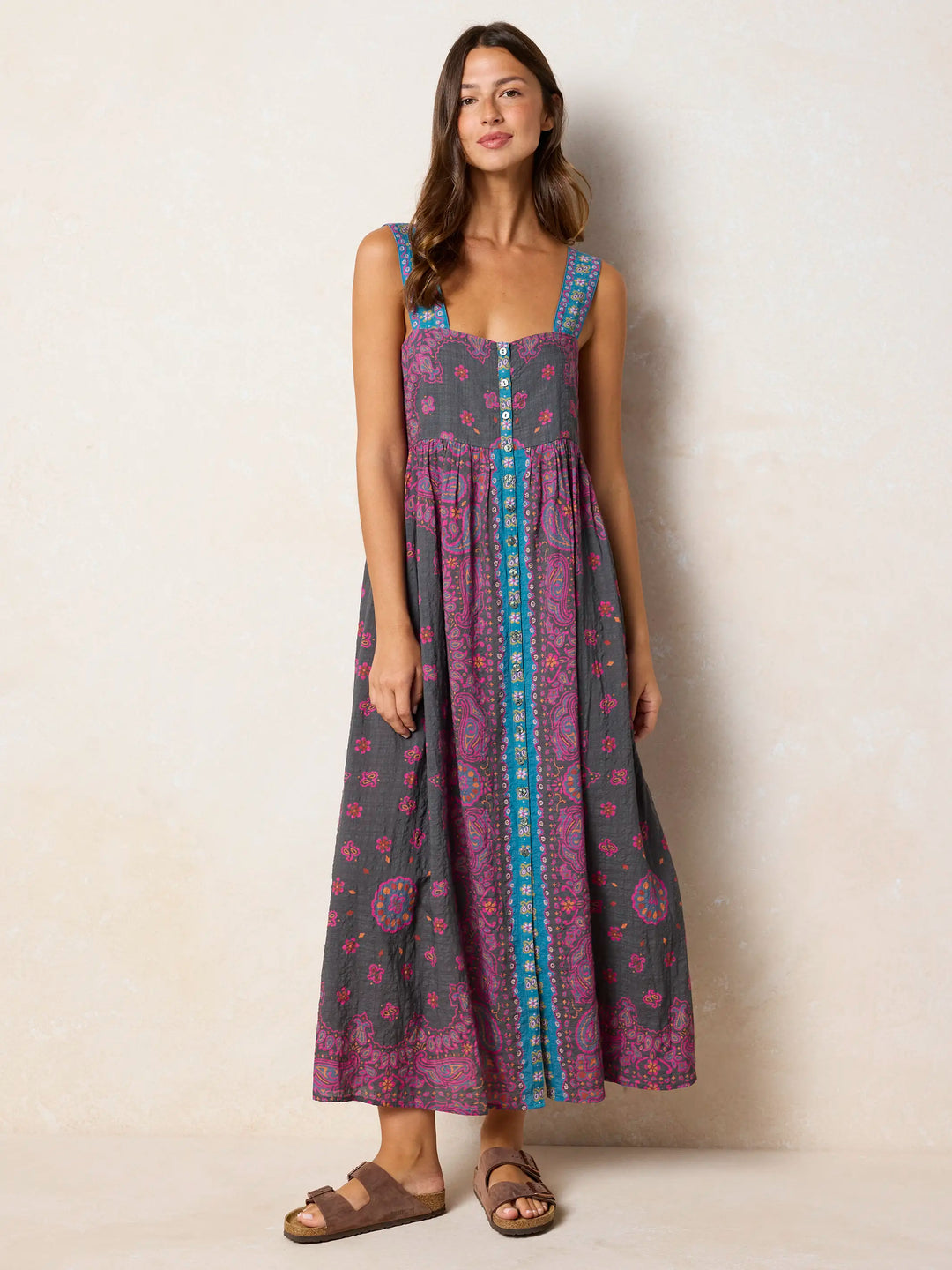 Lucy Maxi Dress - Brimfield Bandana Charcoal – Natural Life