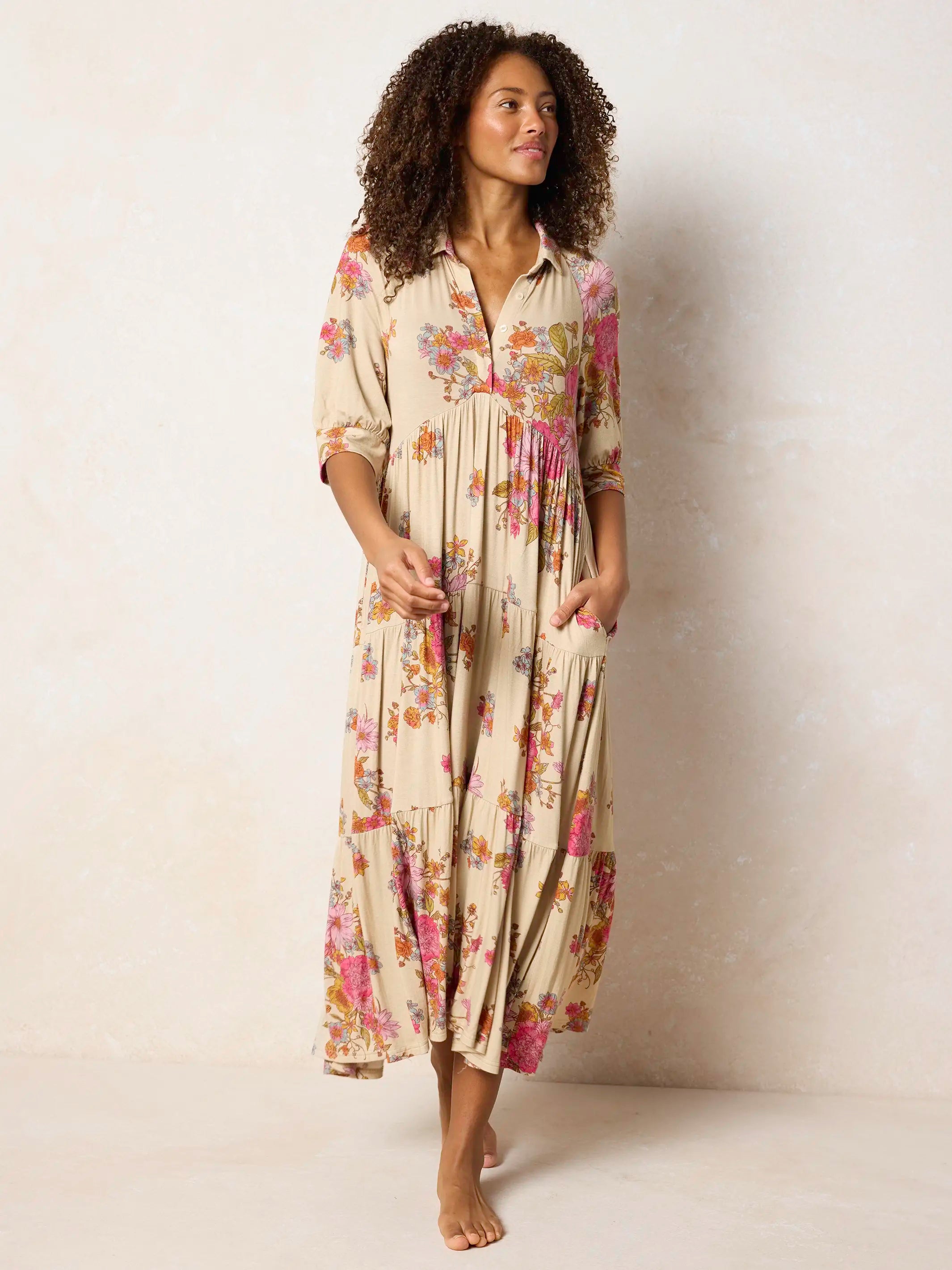 sustainable cream midi dress Rebecca ButterSoft Midi Dress