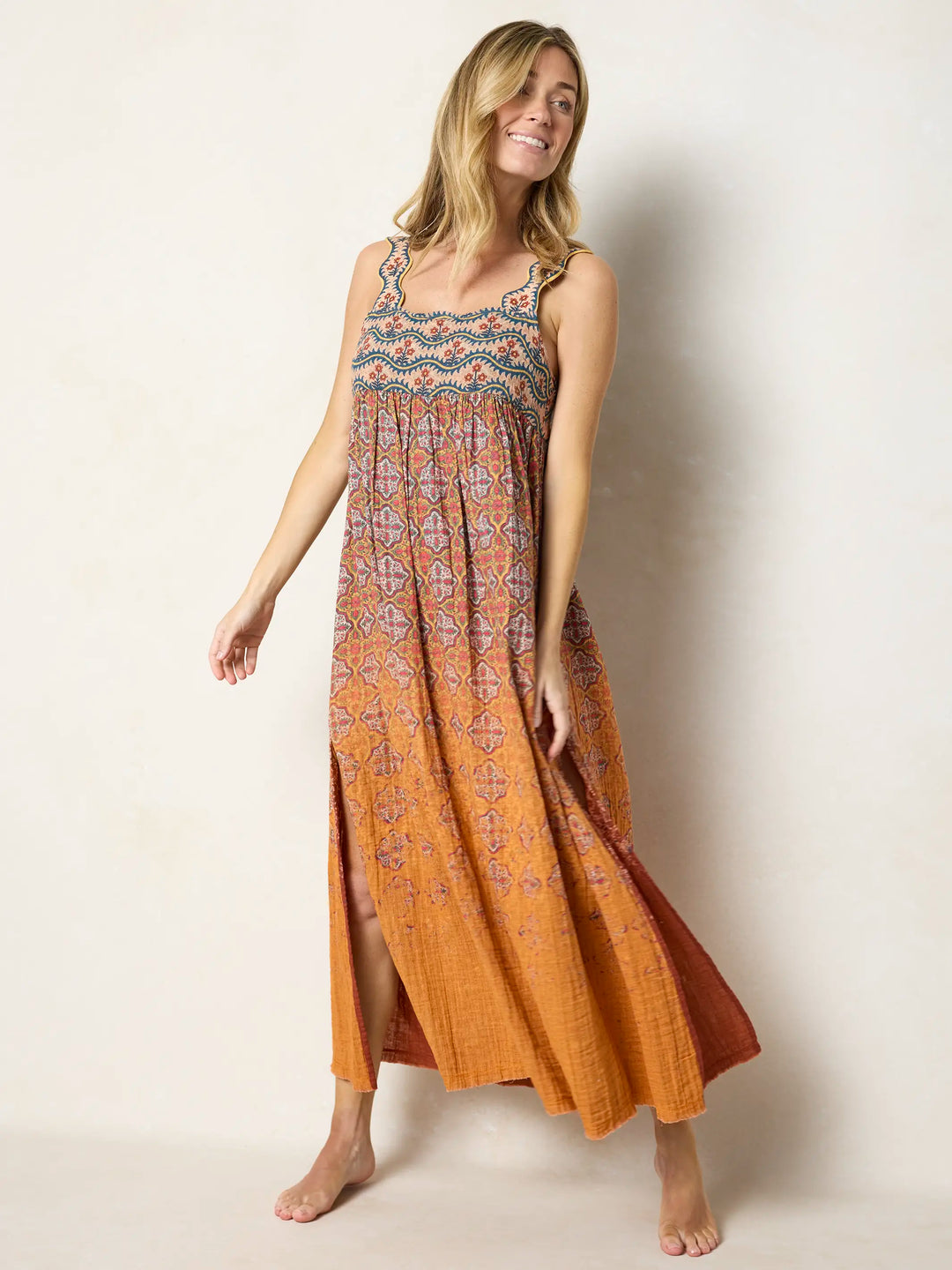 cotton long dress Tricia Reversible Gauze Maxi Color:Pink* Li White Crochet Long Shoulder Width and Upper General Fabric:TAFFETA