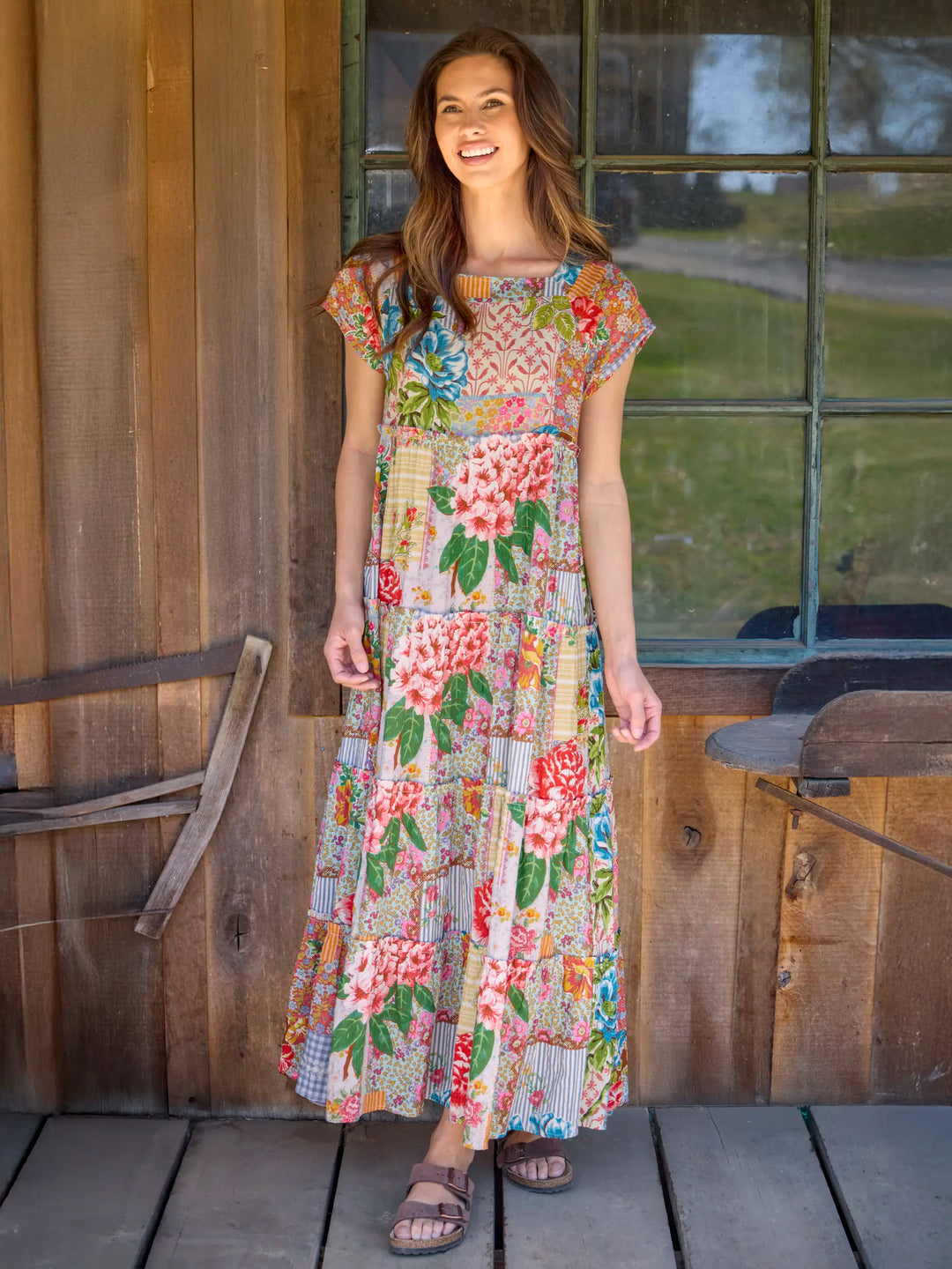 maxi dress retro Wrangler Women's Pastel Paisley Smocked Bodice M and a stunning voluminous skirt with pockets Women's Long Sleeve Darling Pink