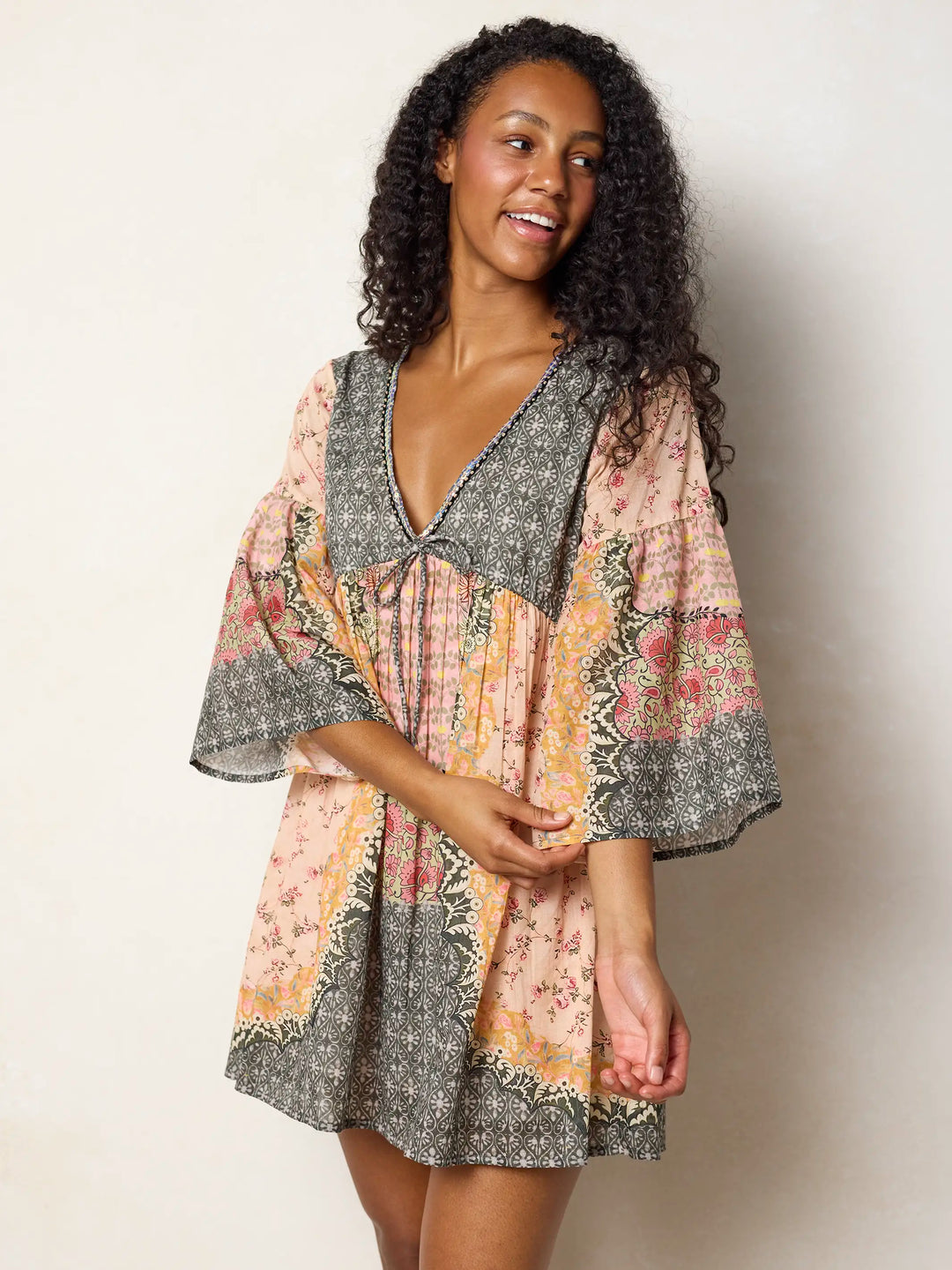 Isabella Mini Dress - Pink Ditsy Frames – Natural Life