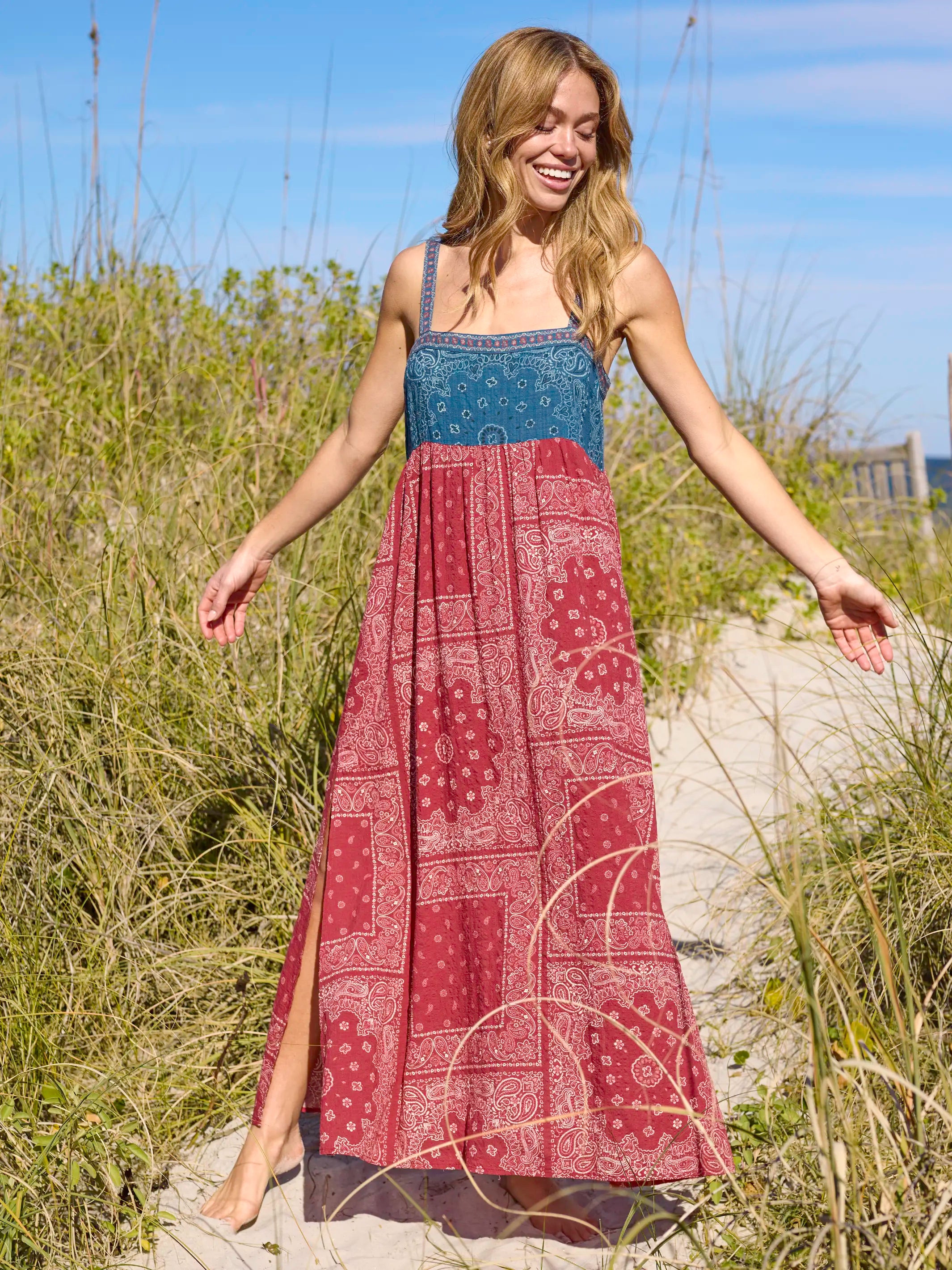strapless open back dress Patti Side Slit Maxi Dress