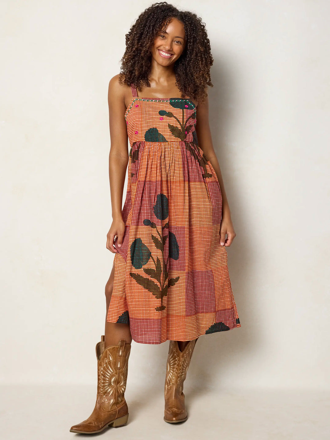 Natalie Embroidered Cotton Midi Dress