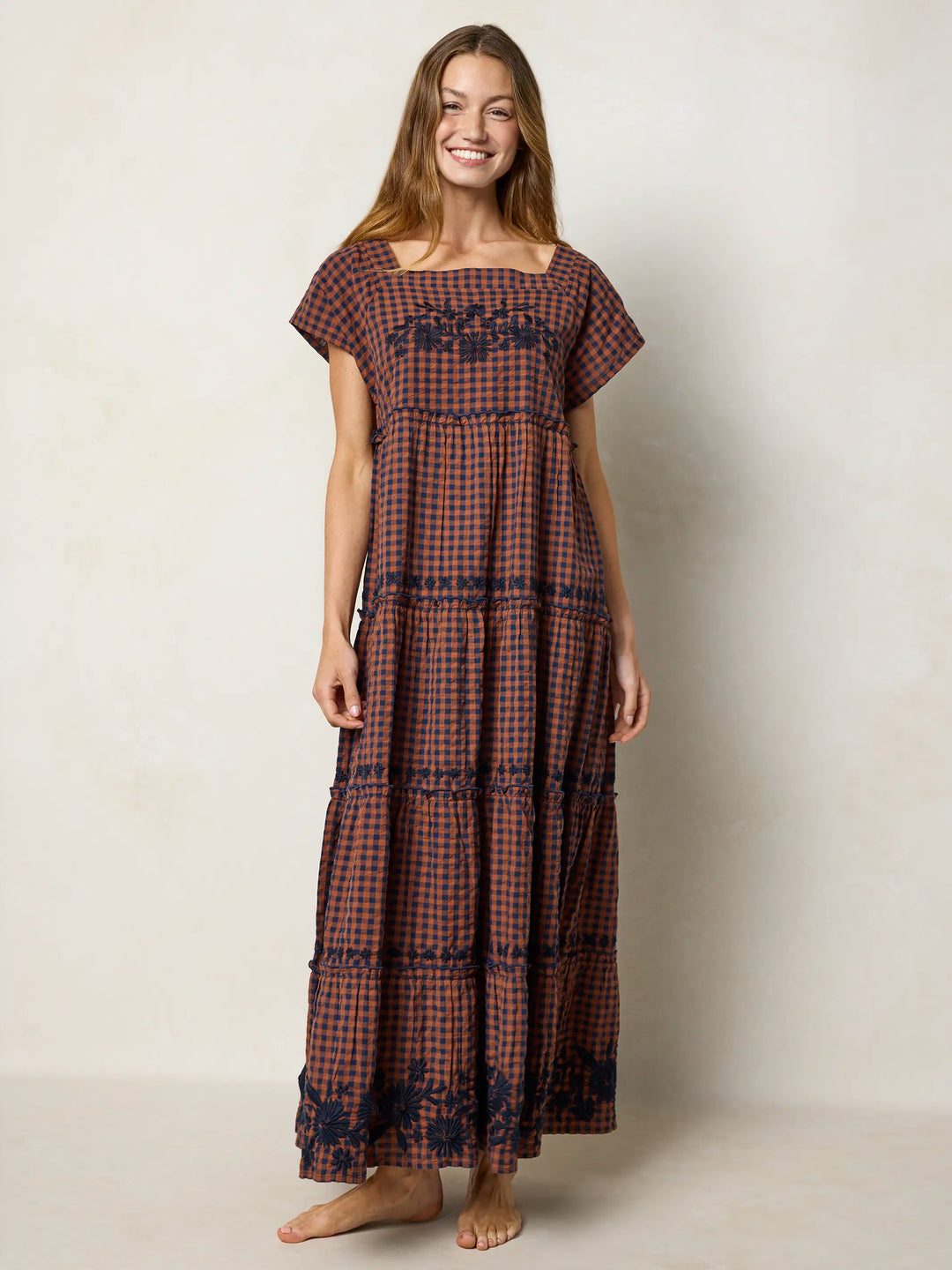 natural life maxi dress Berkley Embroidered Cotton Color:Green Red Floral The Black Long Knitted winged wedding dress 100% rayon Machine Wash