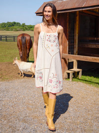 Loren Embroidered Midi Dress - Ivory-view 1