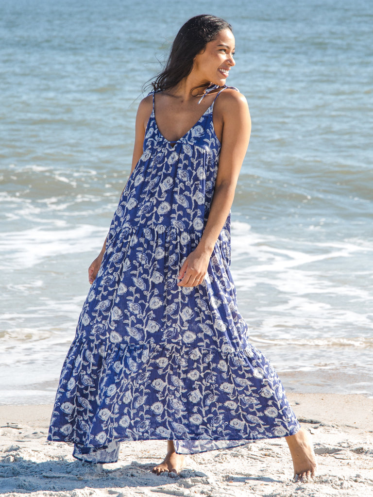 Brooklynn Maxi Dress|Blue Navy Floral-view 5