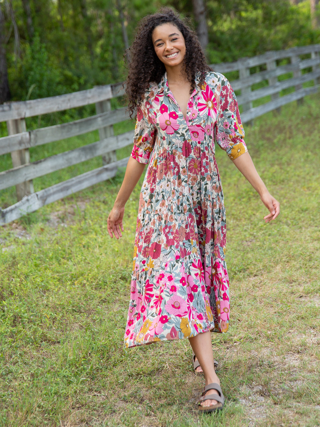 Rebecca Midi Dress Vintage Floral – Natural Life