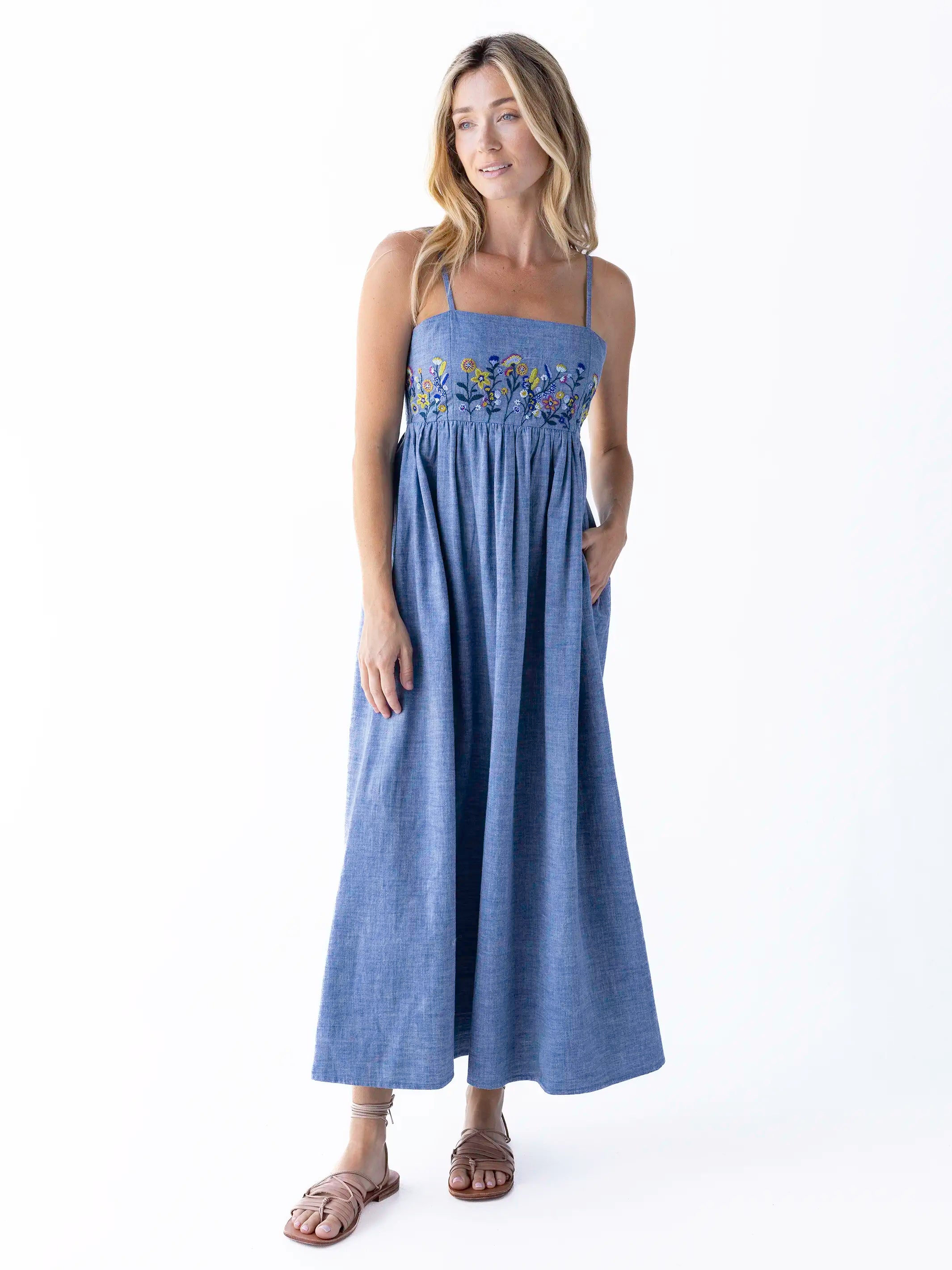 sachin and babi light blue dress Bechamel denim dress womens main image 1