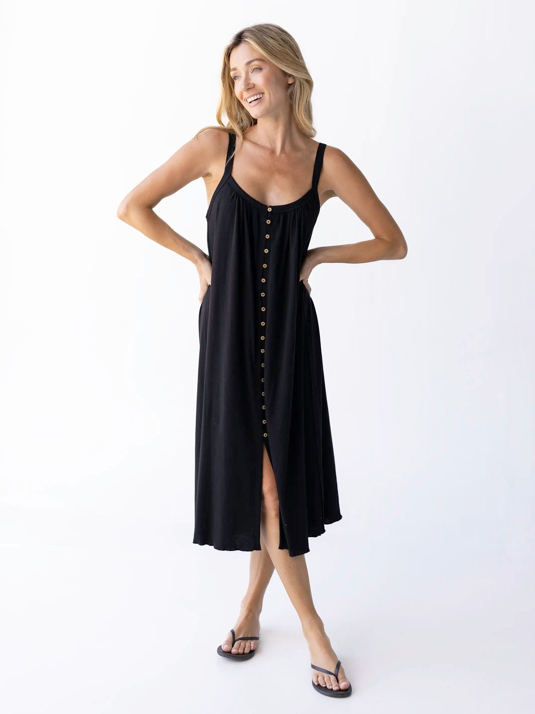 Relaxed Button Down Midi Dress