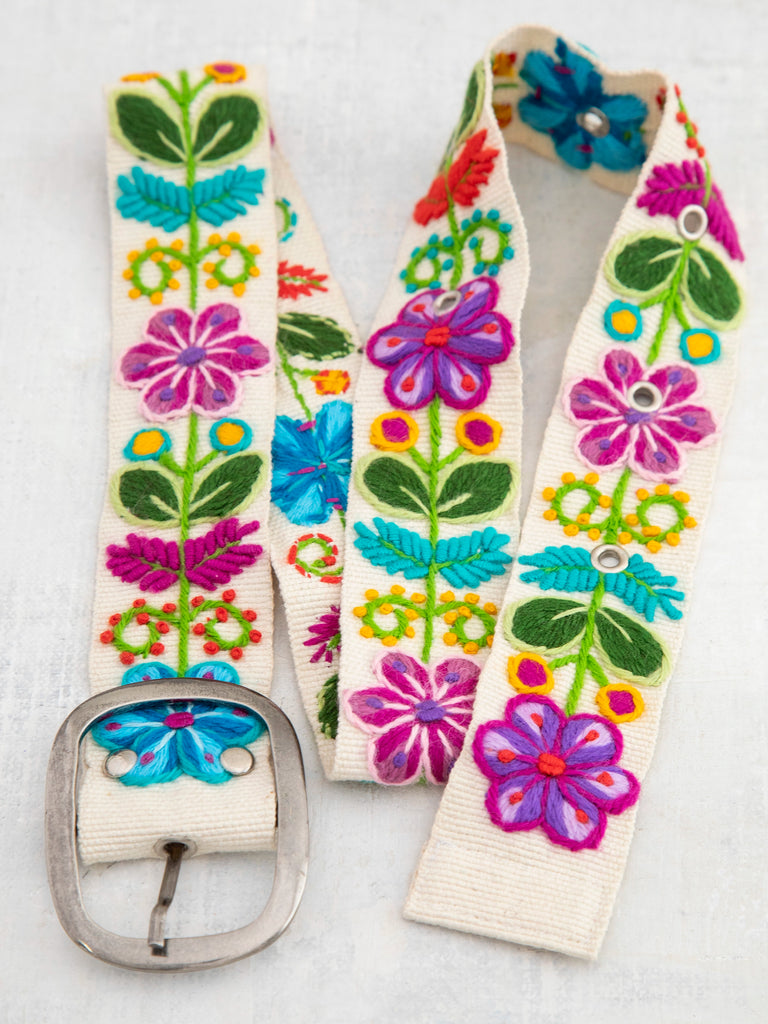 Hand Embroidered Belt - Cream-view 3