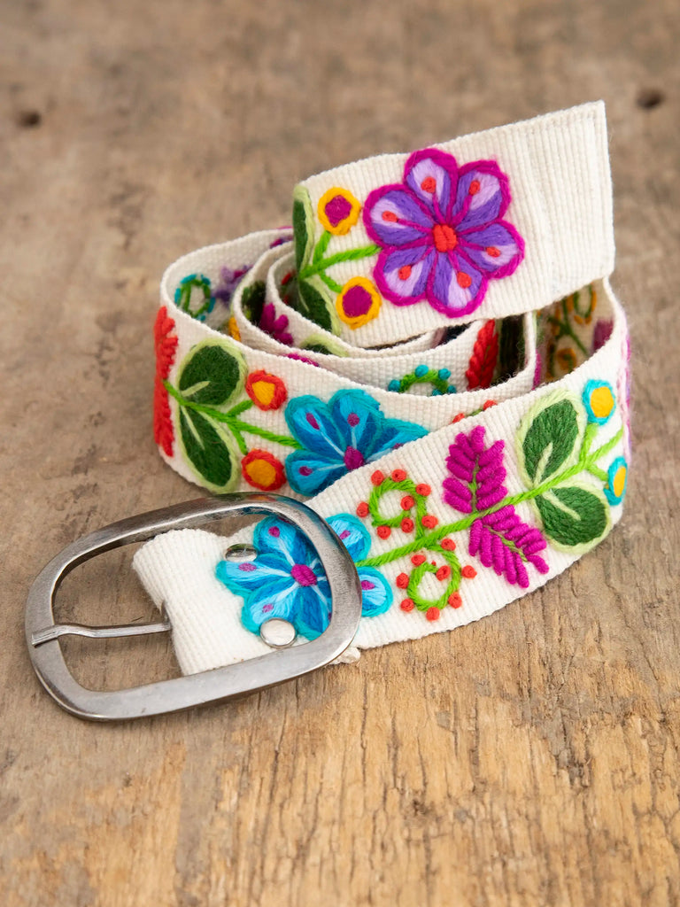 Hand Embroidered Belt - Cream-view 1