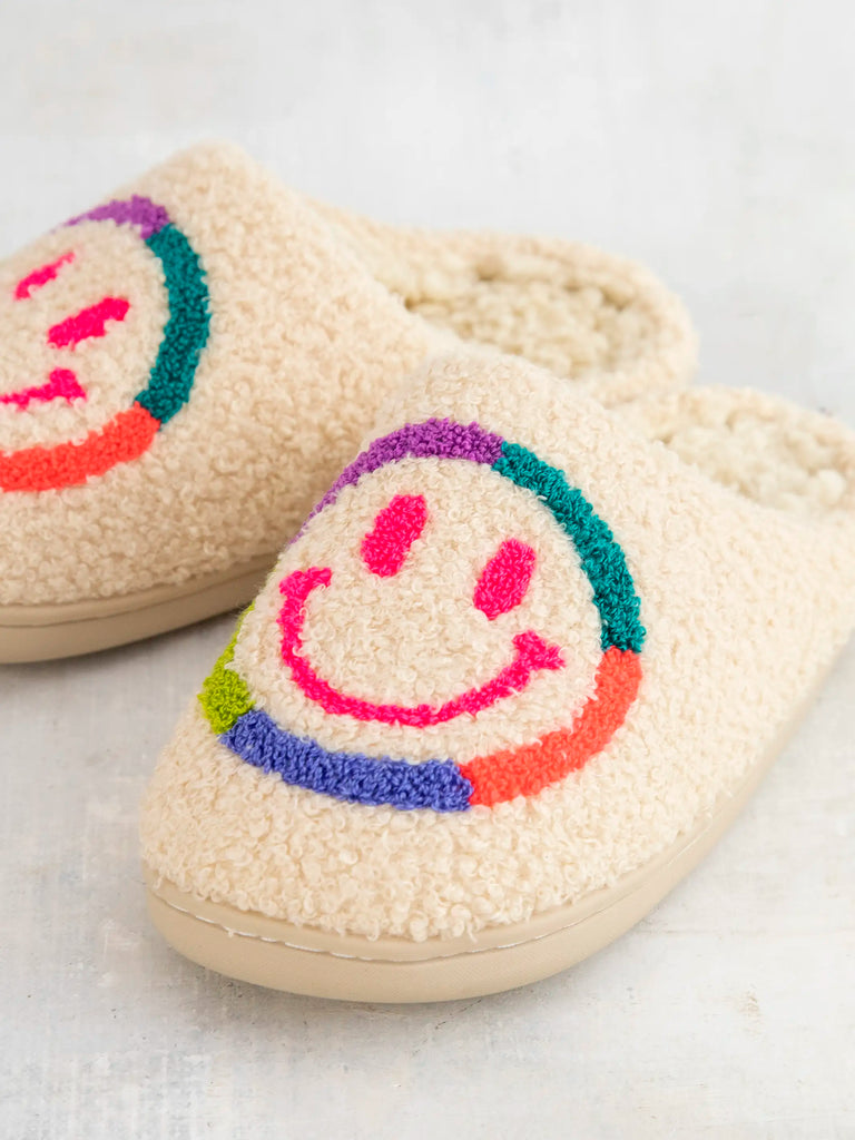 Icon Sherpa Slippers - Neon Smiley Face-view 1