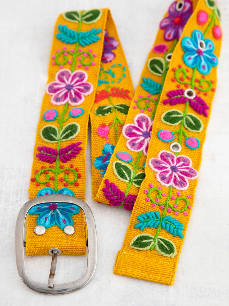 Hand Embroidered Belt - Mustard-view 3