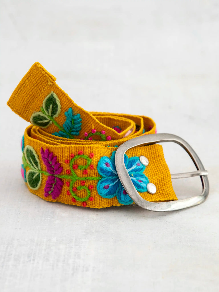 Hand Embroidered Belt - Mustard-view 1