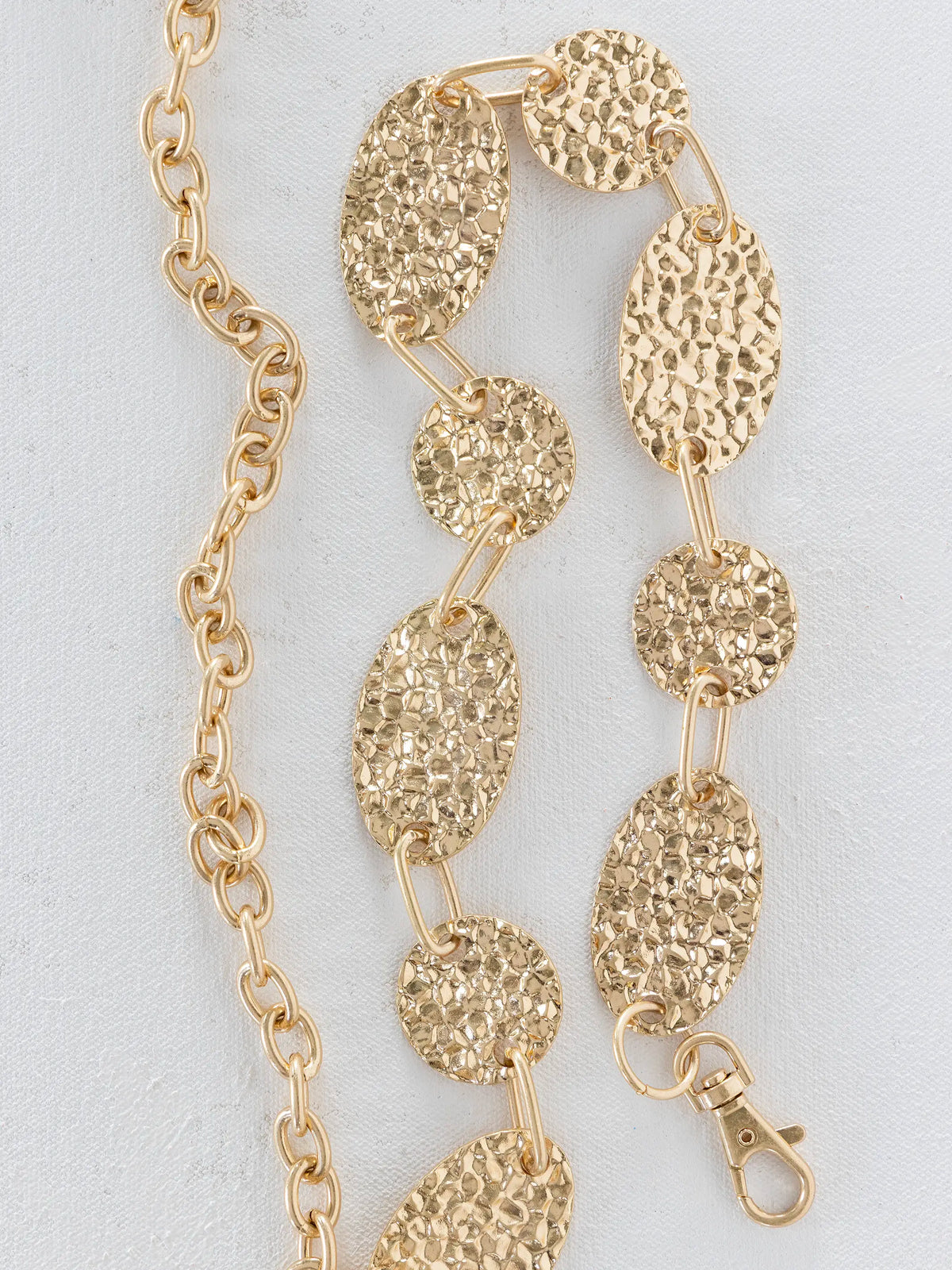 Gold Hammered Chain Belt - Oval – Natural Life display picture 1