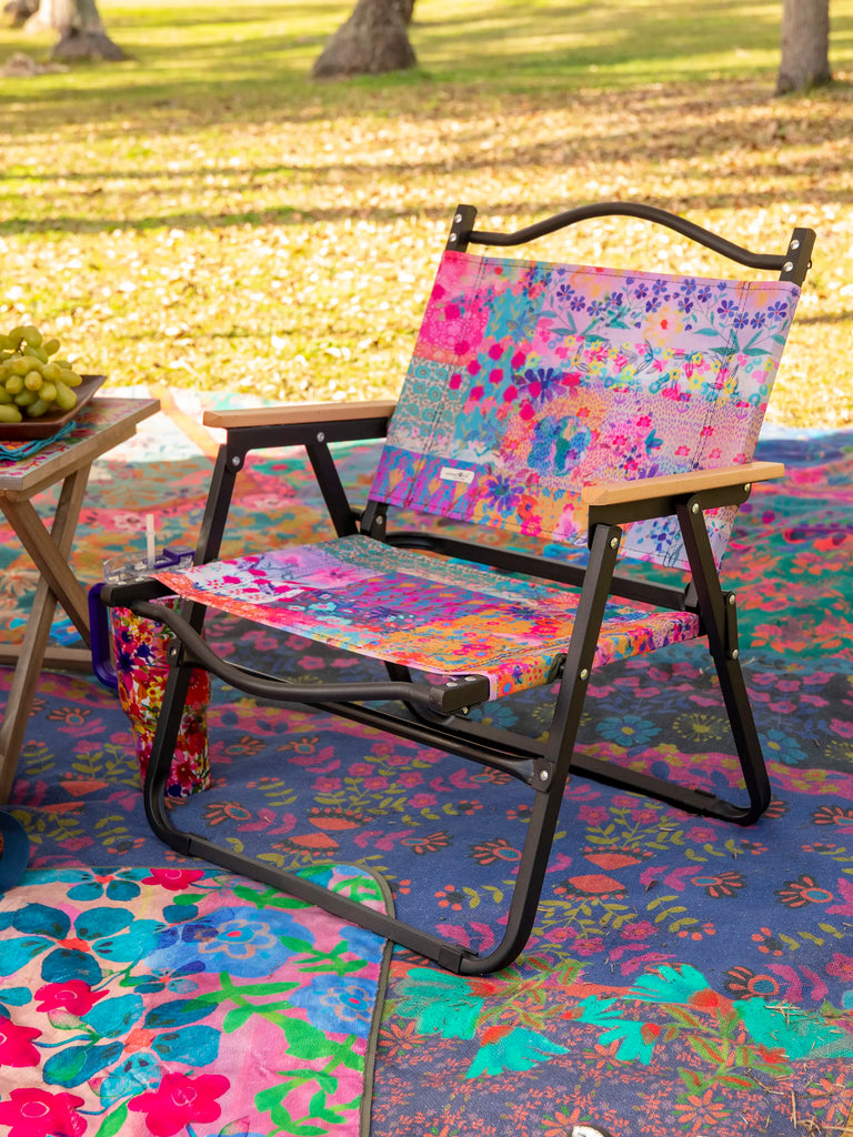Portable Outdoor Folding Chair - Pink Watercolor Patchwork-view 3