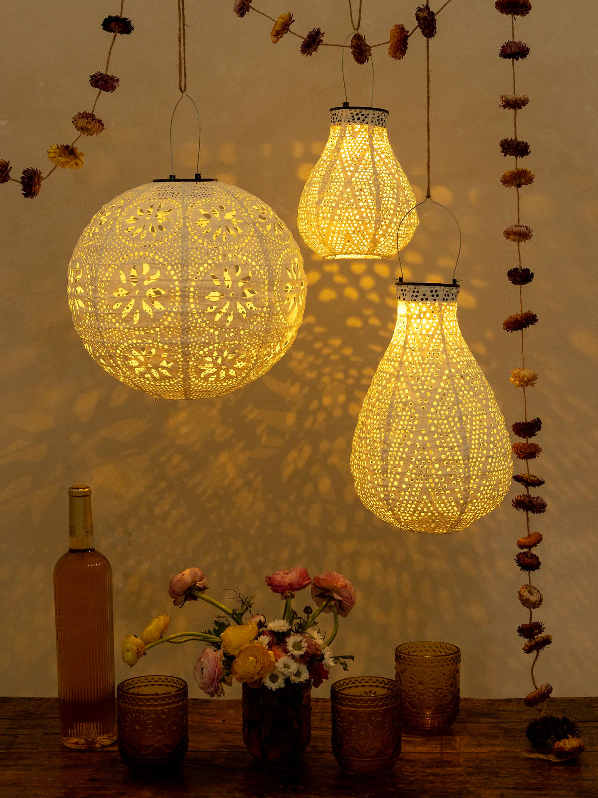 Boho Lace Solar Lantern - Large Round – Natural Life