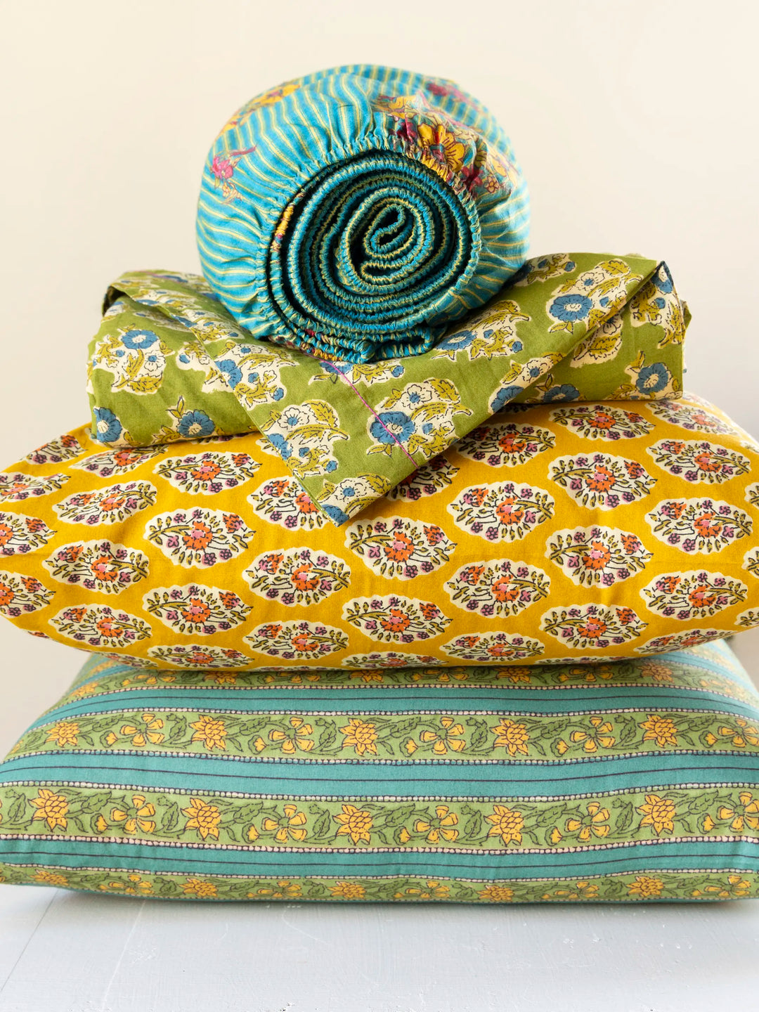 natural faiber selection 綿毛布 140×200cm Mix & Match Cotton Flat Sheet - Teal Vines – Natural Life