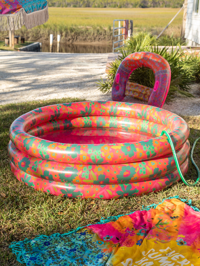 Inflatable Pool - Hot Pink Floral-view 1