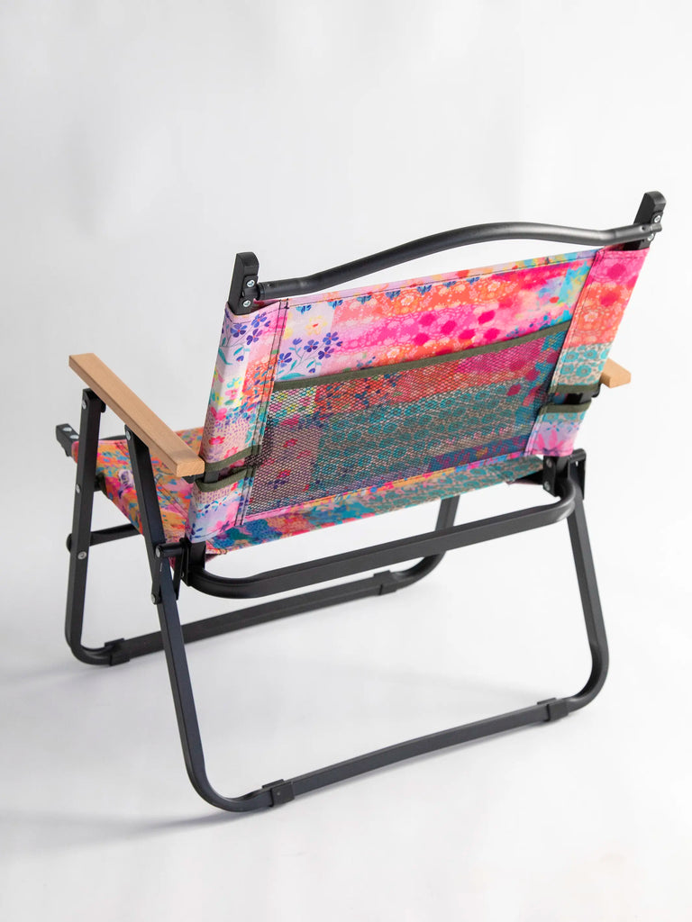 Portable Outdoor Folding Chair - Pink Watercolor Patchwork-view 2