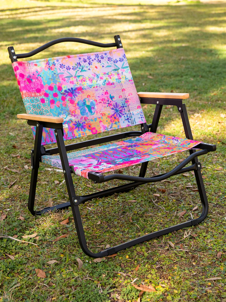 Portable Outdoor Folding Chair - Pink Watercolor Patchwork-view 1