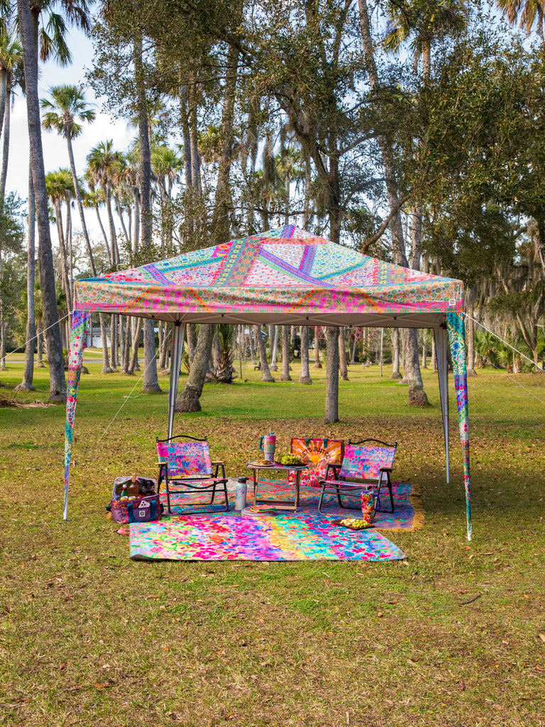 Live Happy Instant Canopy Tent - Folk Flower Patchwork-view 1