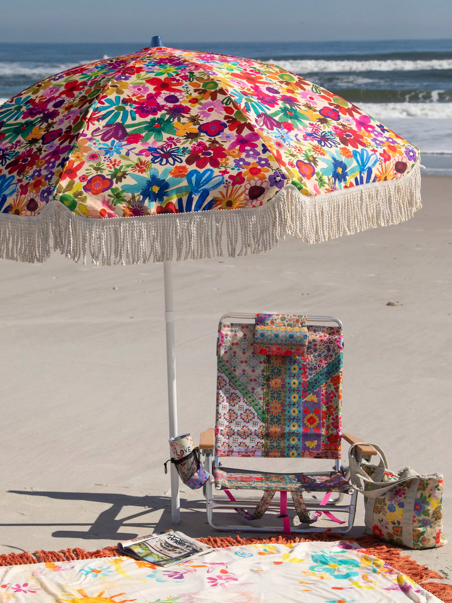 Beach Umbrella - Bright Floral Garden