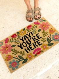 Bungalow Doormat - Cream Yay You're Here-view 1