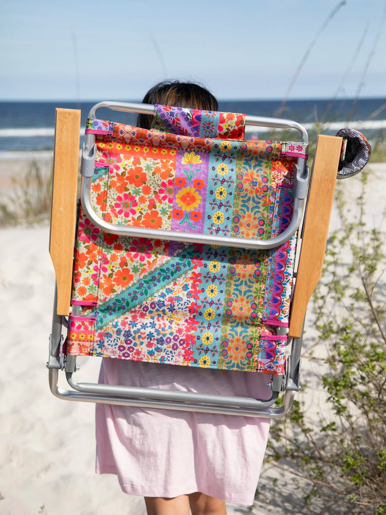 Backpack Beach Chair - Folk Flower Patchwork-view 2