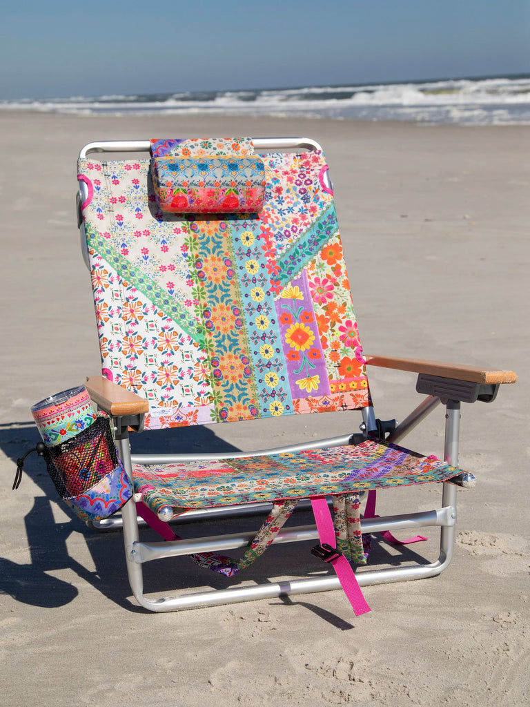 Backpack Beach Chair - Folk Flower Patchwork-view 1