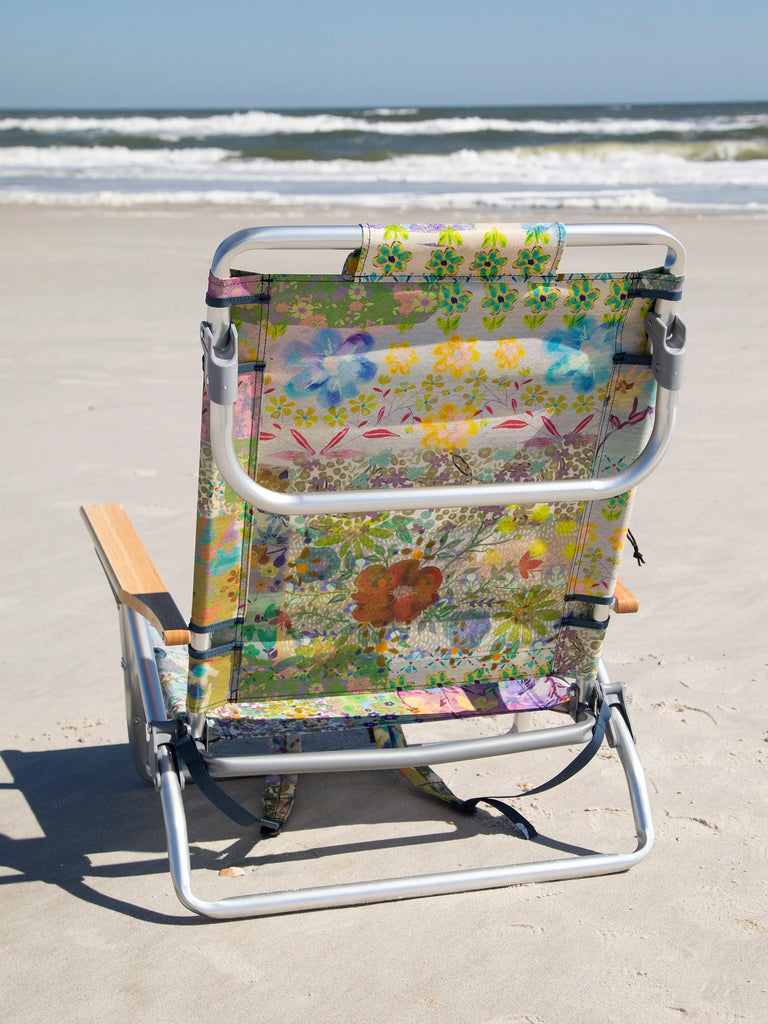 Backpack Beach Chair - Taupe Watercolor Patchwork-view 3