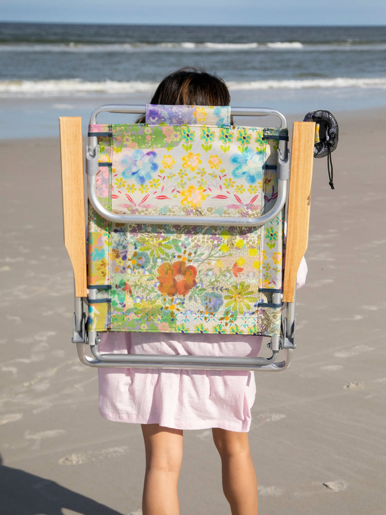 Backpack Beach Chair - Taupe Watercolor Patchwork-view 2