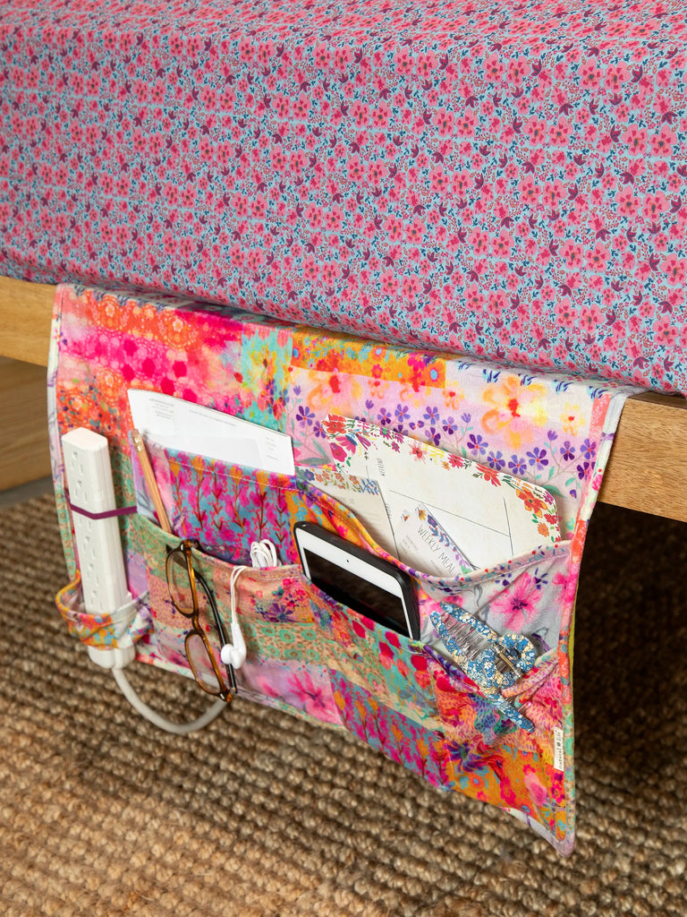 XL Bedside Caddy - Pink Watercolor Patchwork-view 1