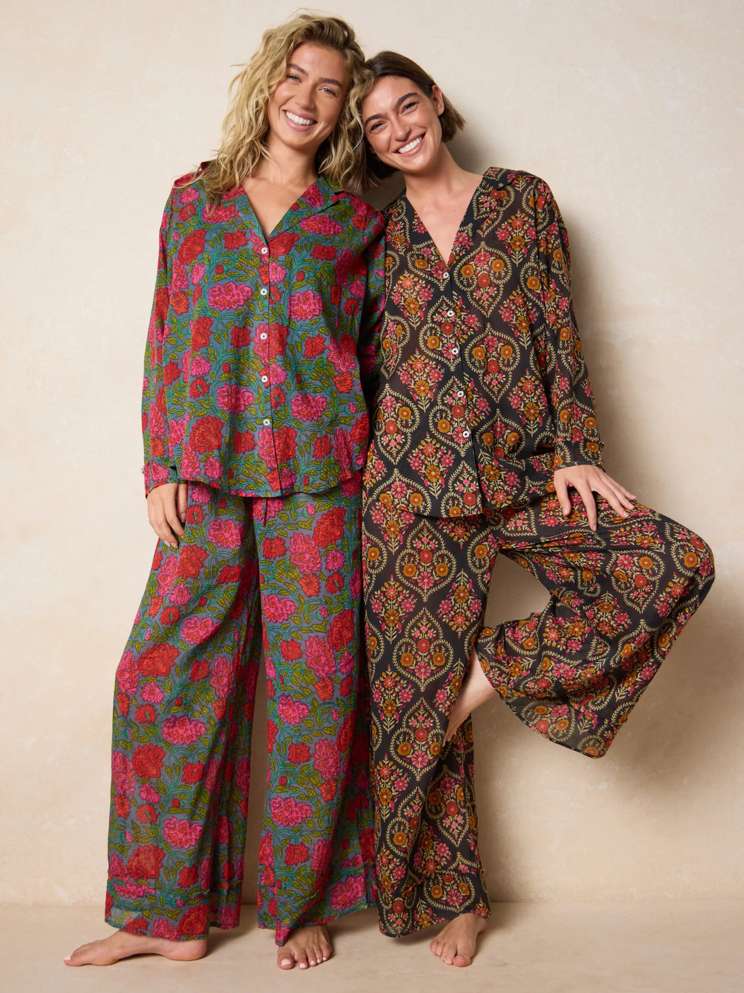 Dreamy Cotton Pajama Set - Drawn Garden Multi