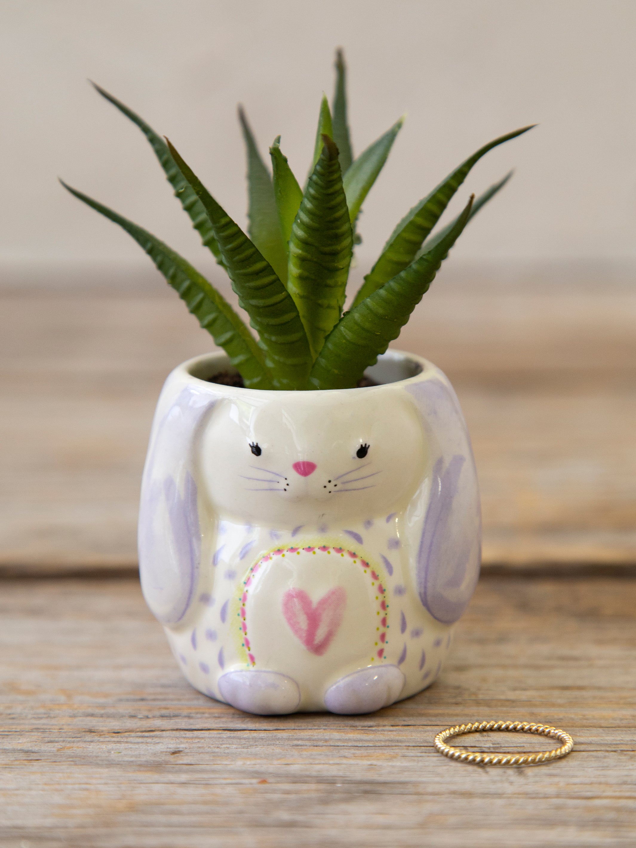 Natural Life Bunny Critter Faux Succulent