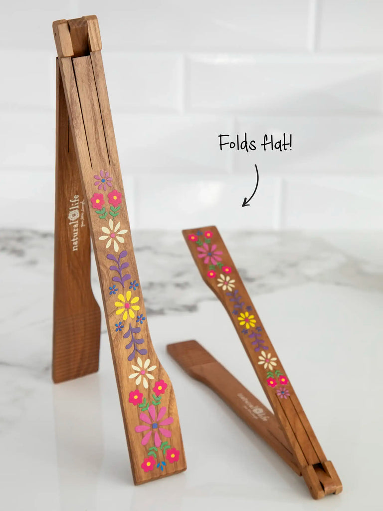 Collapsible Tongs, Set of 2 - Folk Flower-view 1