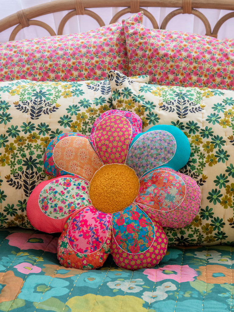 Whimsy Patchwork Pillow|Flower-view 1