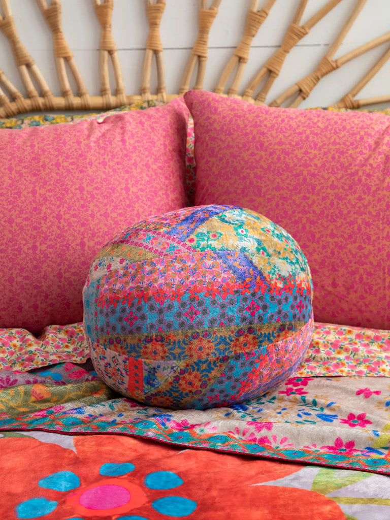 Cozy Sphere Pillow - Folk Flower Patchwork-view 1