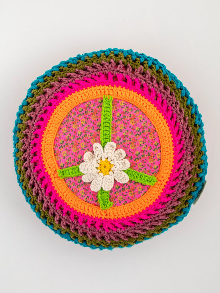 Crochet Pillow - Peace Sign-view 1
